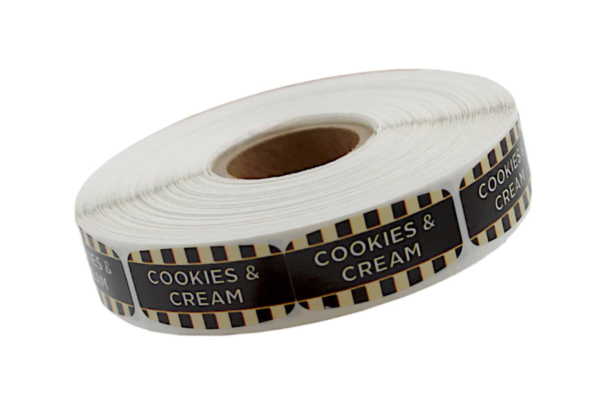 Cookies & Cream Bakery Flavor Label 0.625X1.25 IN 4 Color Process UV 1000 Count/Roll 50 Rolls/Case 50000 Count/Case