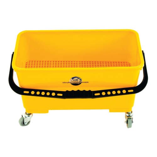 HOSPECO® Charging Bucket 6 GAL Plastic Yellow Rectangle With Sieve, Lid, and Castors 1/Each