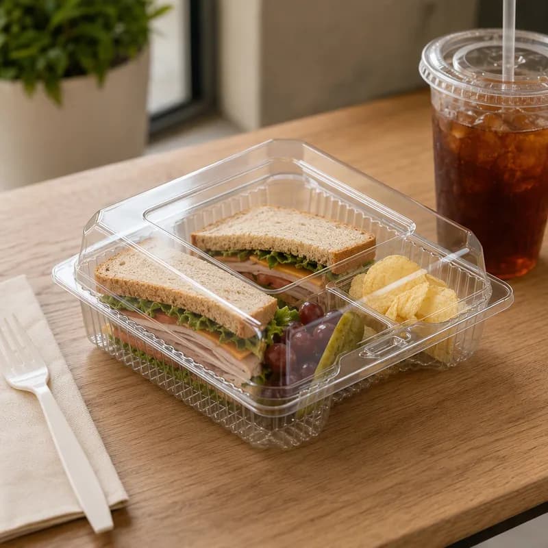 Polar Pak® Sandwich Take-Out Container Hinged With Dome Lid 6X6X2 IN PET Clear Square 600/Case