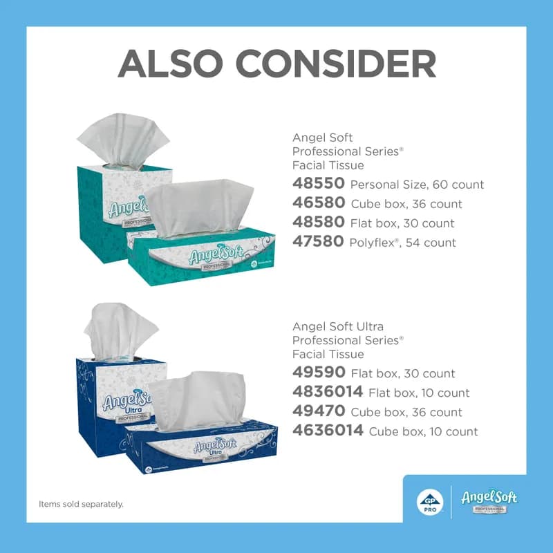 Angel Soft Professional® Series Pro Facial Tissue 2PLY Wht 1/2 Fld EPA Indicator Bag 96 Sheets/Pack 54 Packs/Case