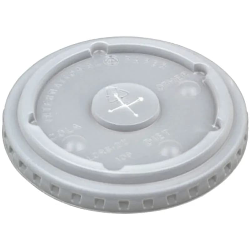 Lid Flat PS Translucent For 12-24 OZ Cold Cup With Hole Identification 1000/Case
