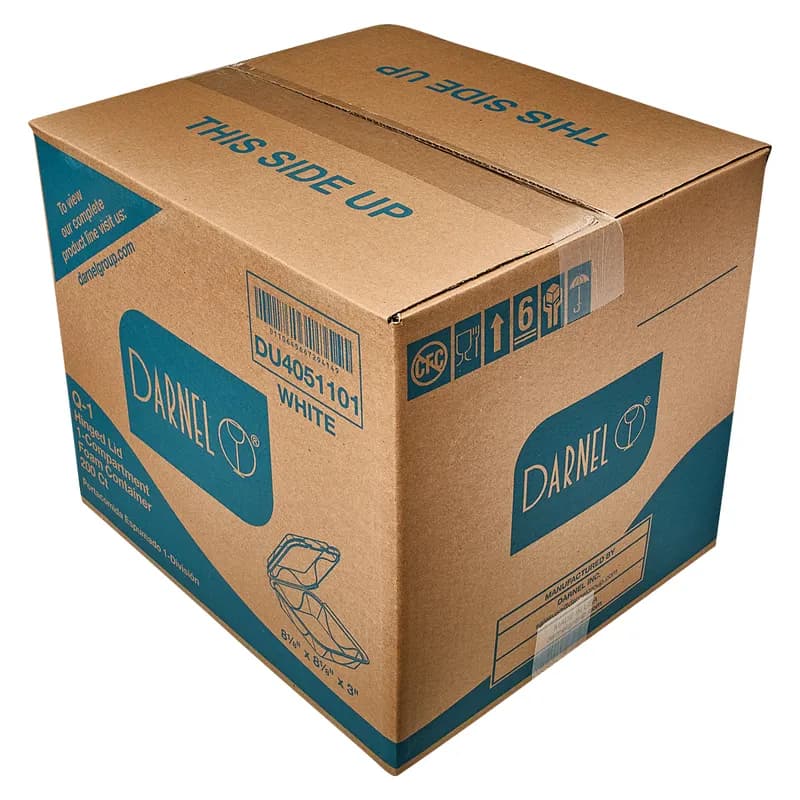 Take-Out Container Hinged 8.1X8.2X3 IN Polystyrene Foam White 200/Case