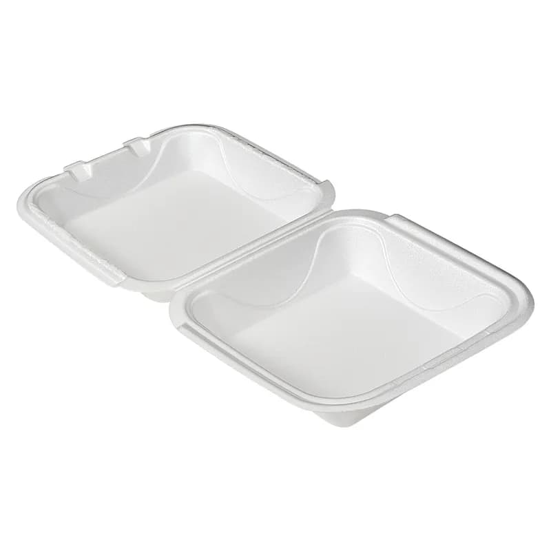 Take-Out Container Hinged 8.1X8.2X3 IN Polystyrene Foam White 200/Case