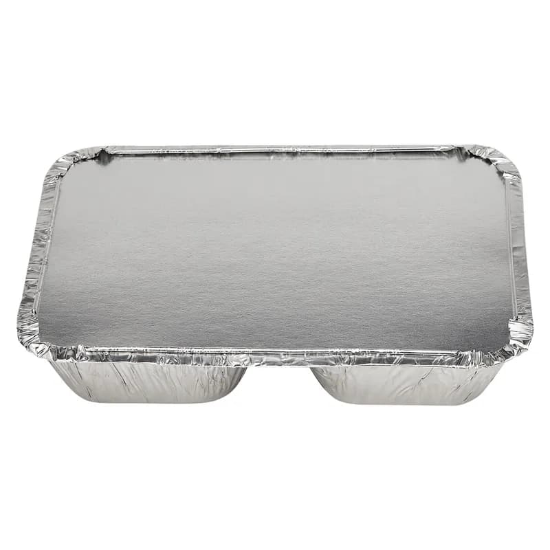 Victoria Bay Take-Out Container Base & Lid Combo With Paper Lid 8X6.5X1 IN 3 Compartment Aluminum Silver 250/Case
