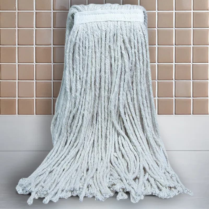 Mop Head #24 17 OZ White Cotton 4PLY Cut End Narrow Headband 12/Case