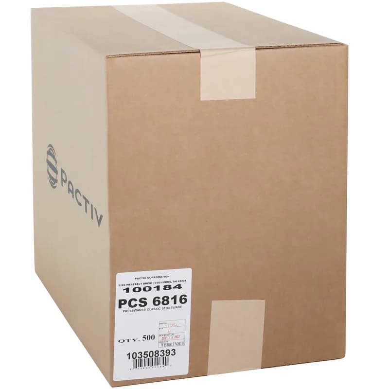 Pressware® Classic Stoneware Take-Out Tray Base 6X7.875X1.75 IN Paperboard White Brown Rectangle 500/Case