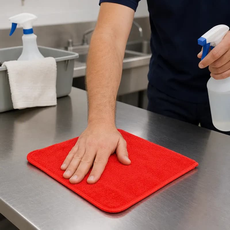 Cleaning Cloth 16X16 IN Microfiber Red Square 300 GSM 12/Pack