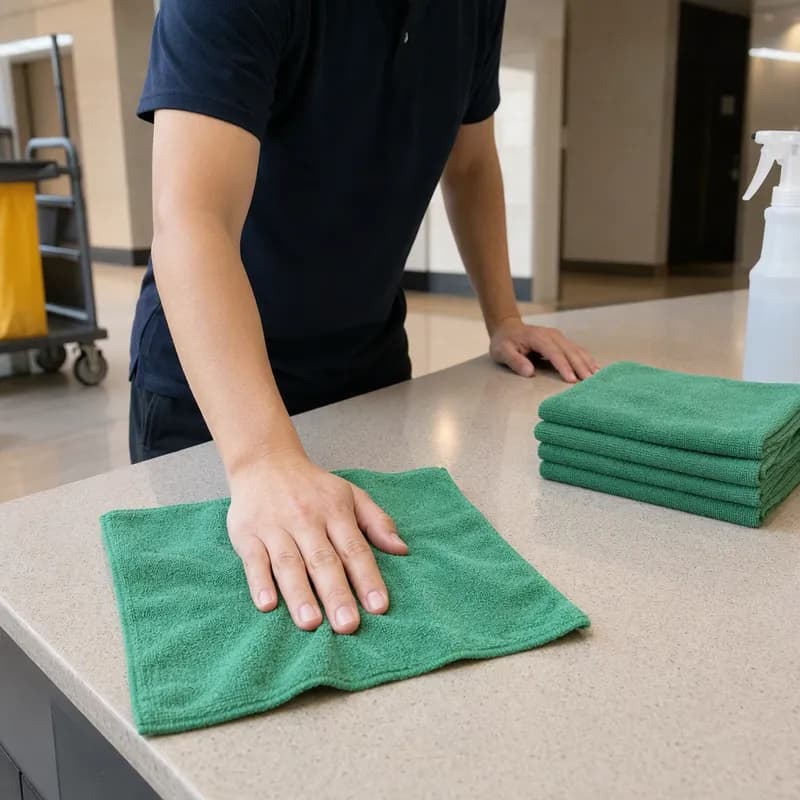 Cleaning Cloth 16X16 IN Microfiber Green 300 GSM 12/Pack