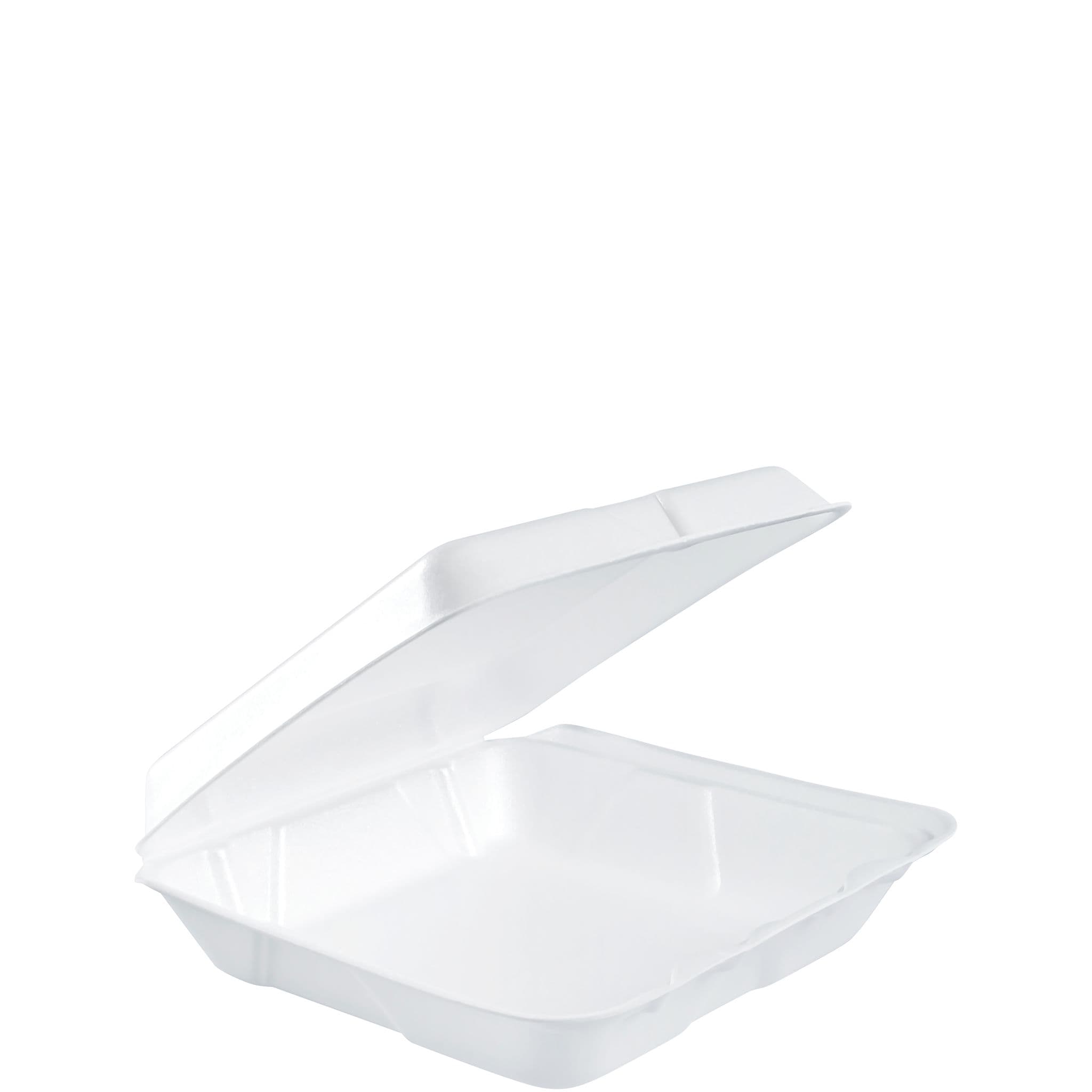 Dart® Take-Out Container Hinged Small (SM) 8X7.5X2.2 IN XPS White Insulated 100 Count/Pack 2 Packs/Case 200 Count/Case