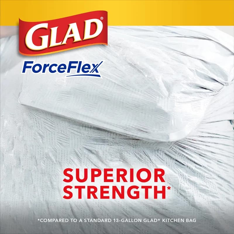 Glad® Kitchen Bag 13 GAL White Plastic With Drawstring Closure Tall 100 Count/Pack 4 Packs/Case 400 Count/Case