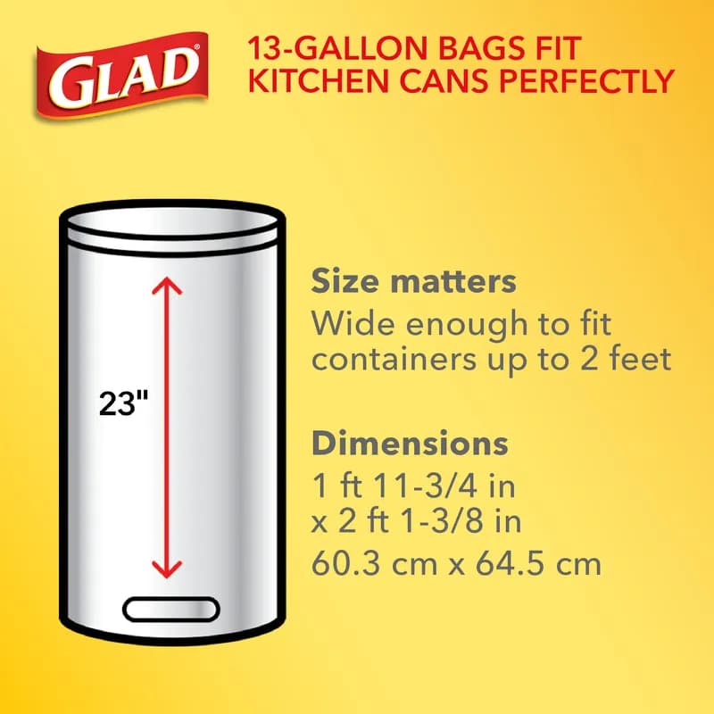 Glad® Kitchen Bag 13 GAL White Plastic With Drawstring Closure Tall 100 Count/Pack 4 Packs/Case 400 Count/Case