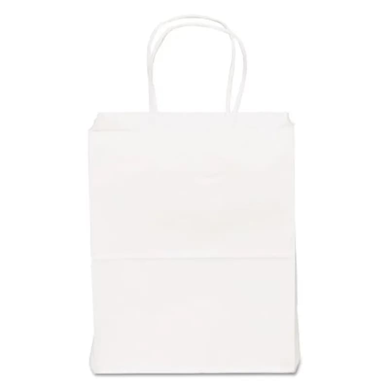 Duro® Shopper Bag 8X4.5X10.25 IN Virgin Paper 60# White Tempo With Handle 250/Bundle