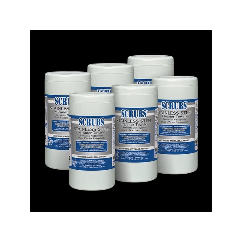 Scrubs® Stainless Steel Cleaner 9.75X10.5 IN Wipe 30 Count/Pack 6 Packs/Case
