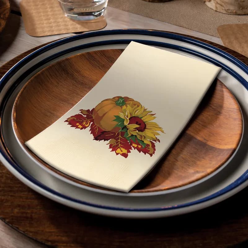 Dinner Napkins 17X15 IN Ecru Fall Bounty Tissue Paper 2PLY 250 Count/Pack 4 Packs/Case 1000 Count/Case