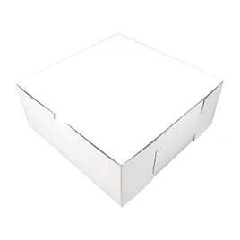 Cake Box 10X10X4 IN Clay-Coated Kraft Board White Kraft Square Lock Corner Tuck Top 1-Piece 100/Bundle