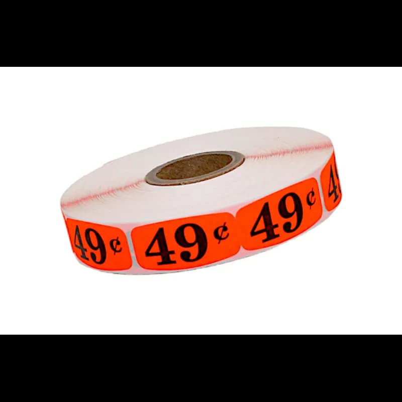 49¢ Price Label 0.625X1.25 IN Black Fluorescent Red Short Oval 1000 Count/Roll 50 Rolls/Case 50000 Count/Case