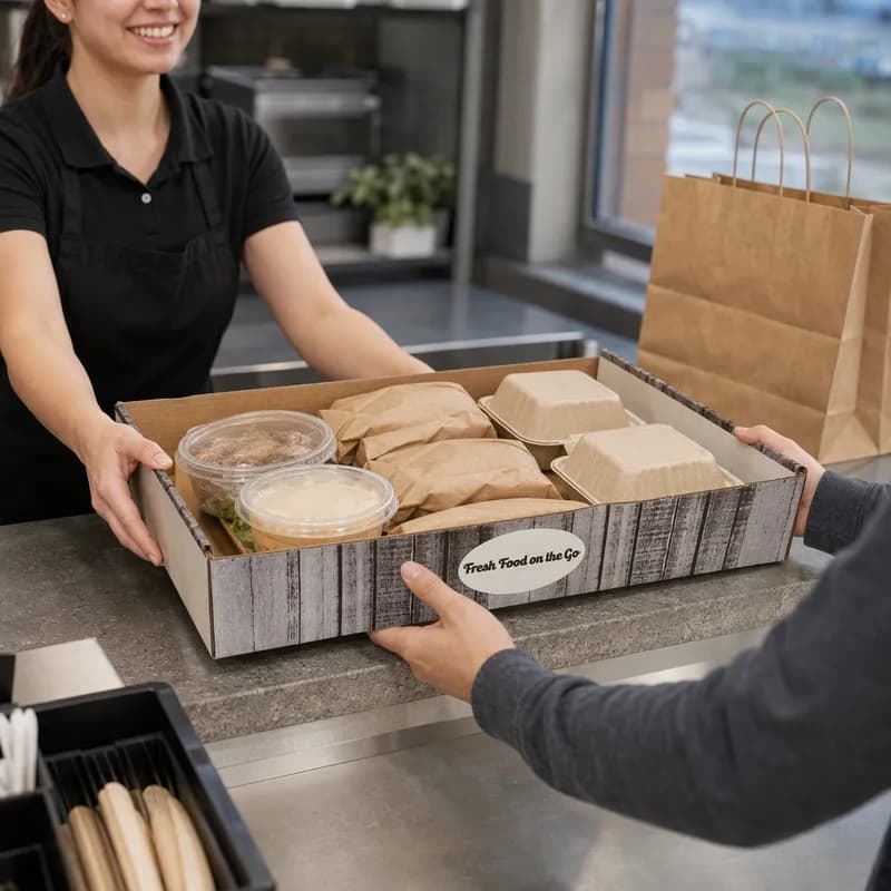Take-Out Box Carry Tray 21X12X3 IN Paper Rectangle 50/Bundle