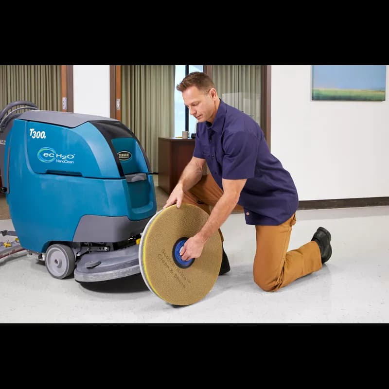 3M™ Scotch-Brite™ Clean & Shine Cleaning Pad 14X1 IN Brown Non-Woven Polyester Fiber 150-400 RPM Center Hole 5/Case