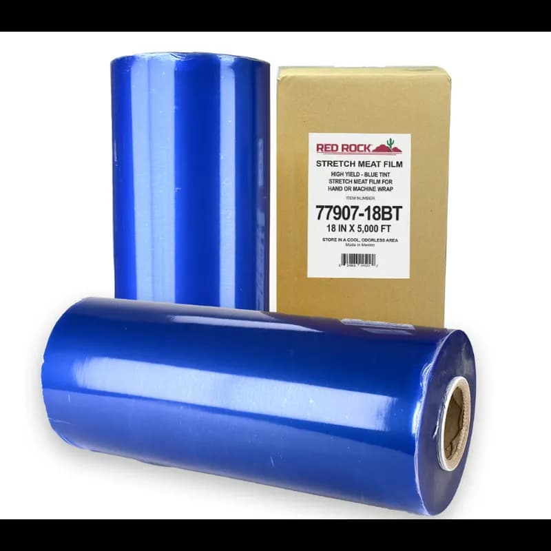 Multi-Purpose Meat Film 18IN X5000FT Plastic 60 Gauge Clear Blue 1/Roll
