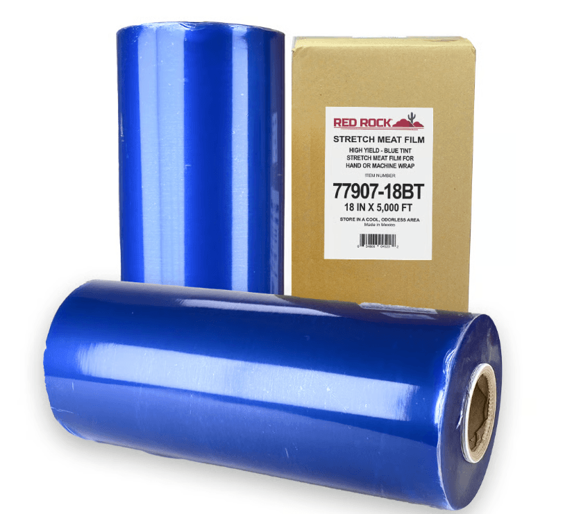 Multi-Purpose Meat Film 18IN X5000FT Plastic 60 Gauge Clear Blue 1/Roll