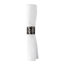 CaterWrap® Linen-Like® 4PC Cutlery Kit Black Pre-Rolled With White 8X8.5 Napkin,Fork,Knife,Spoon 100/Case