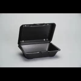 Take-Out Container Hinged With Dome Lid Large (LG) 9.25X6.5X2.875 IN Polystyrene Foam Black Deep 200/Case