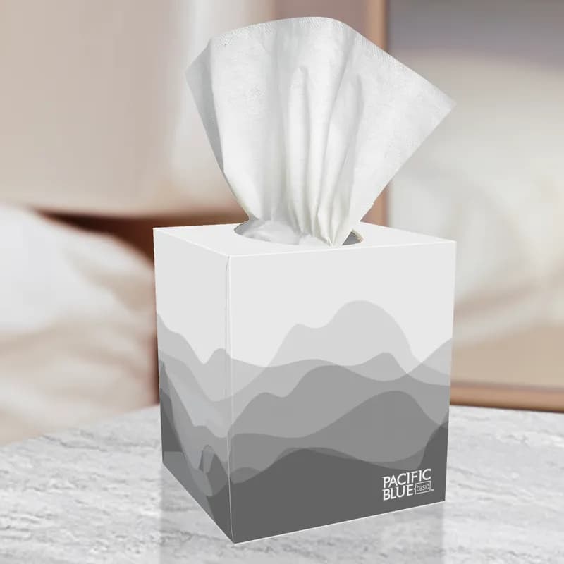 Pacific Blue Facial Tissue 8.4X7.5X5.25 IN 2PLY White 1/2 Fold Cube Box EPA Indicator 3060/Case