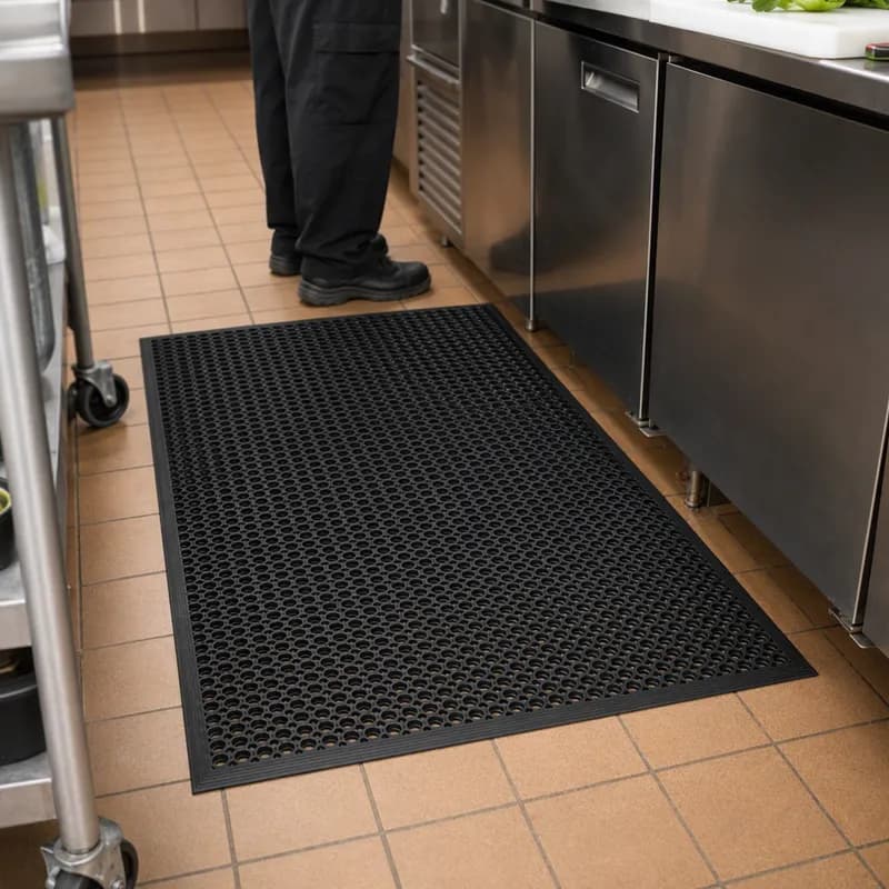 VIP Topdek Jr Protection Floor Mat 36X60X0.5 IN Black With Beveled Edging Heavy Duty Grease Resistant 1/Each