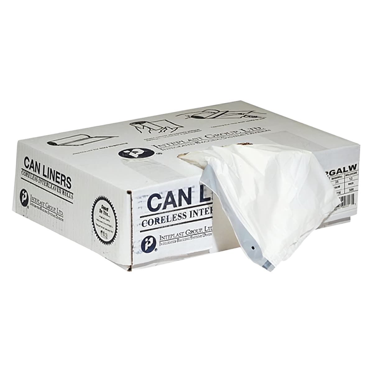 Draw Tuff® Can Liner 36.5X44.5 IN 44 GAL Natural LLDPE 1MIL With Drawstring Closure 100/Case