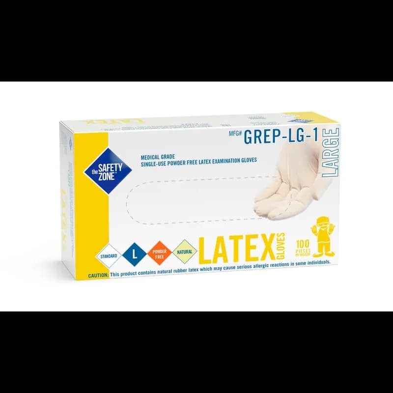 Safety Zone® Examination Gloves Small (SM) Natural Latex Powder-Free 1000/Case