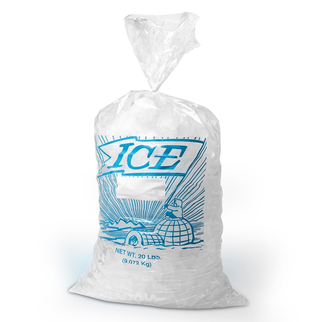 Ice Bag 12X21 IN 10 LB Metallocene (MET) 1.2MIL Clear Printed With Open Ended Closure 1000/Case
