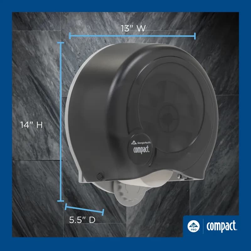 Compact® Toilet Paper Dispenser 5.5X14X13 IN Smoke High Capacity Coreless 4-Roll 1/Each