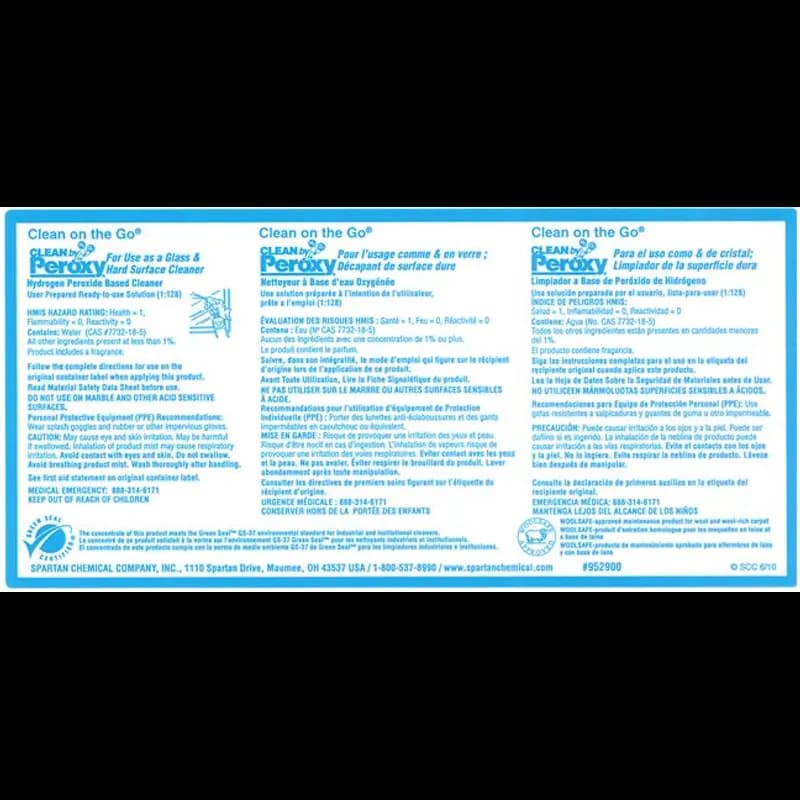 Clean on the Go Clean by Peroxy Product Label Vinyl White 1/Each