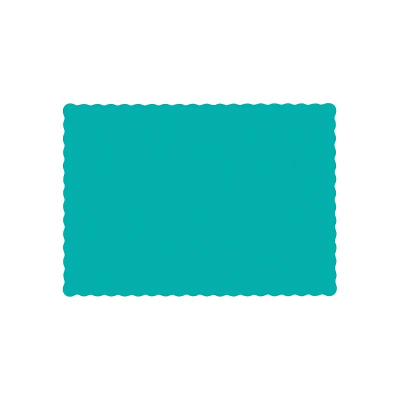 Placemat 10X14 IN Teal Paper Scalloped Embossed 1000/Case