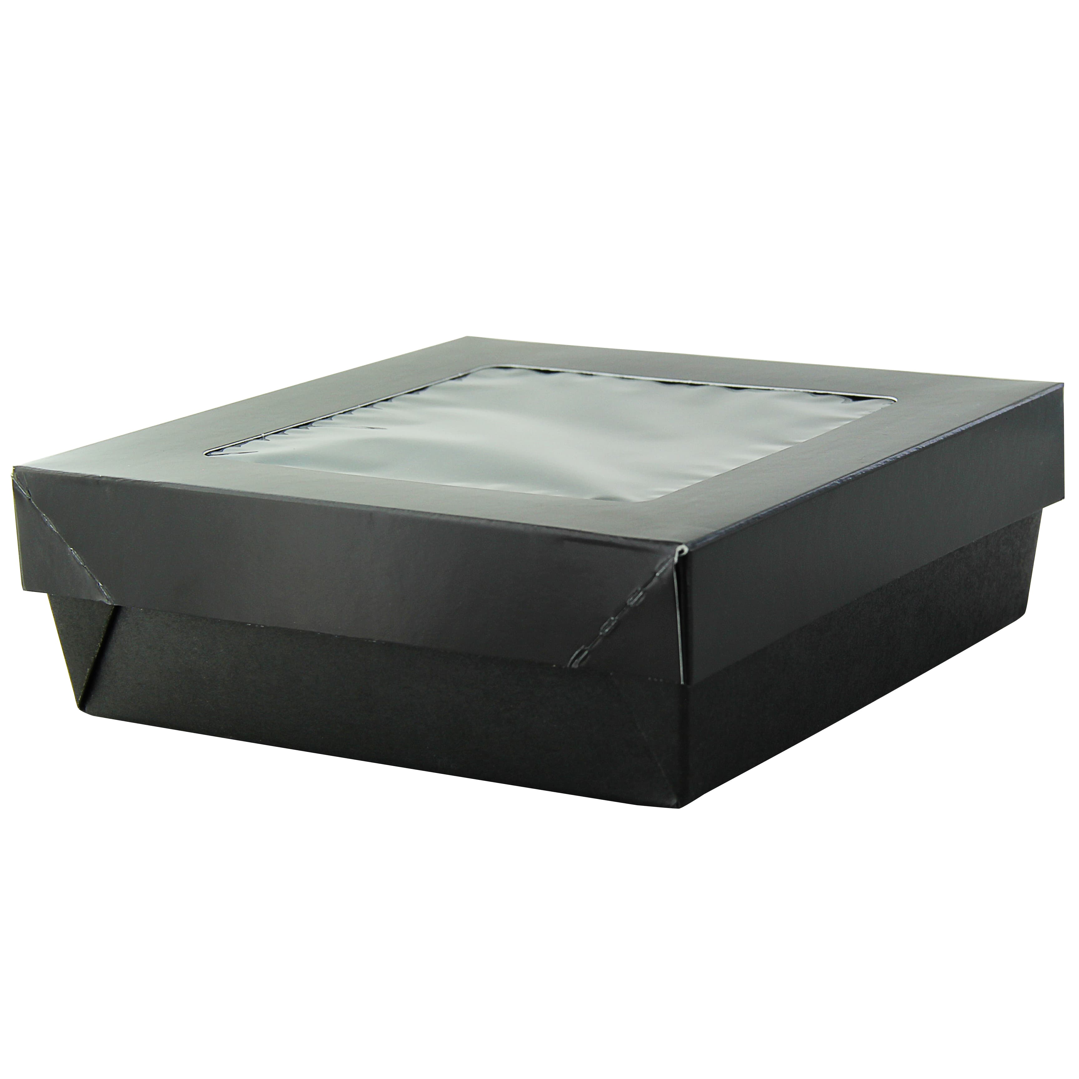 Take-Out Box Base & Lid Combo 6.1X6.1X2 IN Corrugated Paperboard Black Square 25 Count/Pack 4 Packs/Case 100 Count/Case