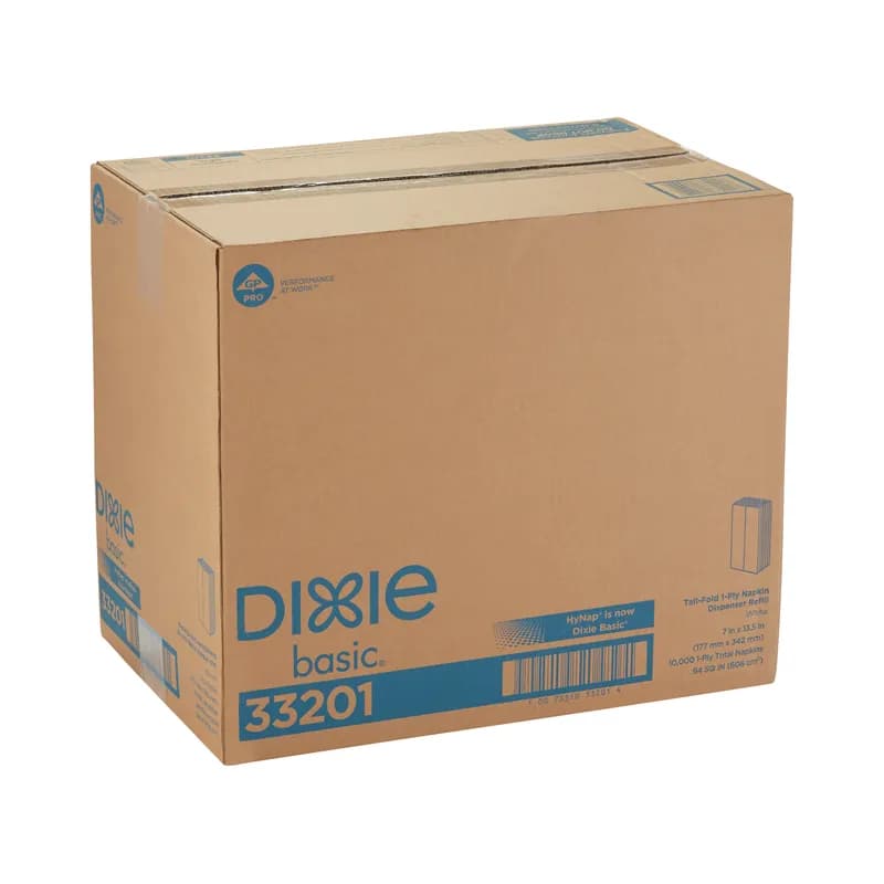 Dixie Basic Dispenser Napkins 13.5X7 IN White Paper 1PLY 1/6 Fold Refill 250 Count/Pack 40 Packs/Case 10000 Count/Case
