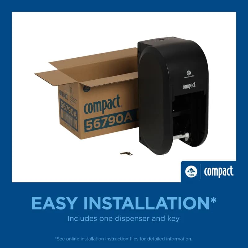 Compact® Toilet Paper Dispenser 5X5.375 IN Wall Mount Black 2-Roll Coreless Vertical High Capacity 1/Each