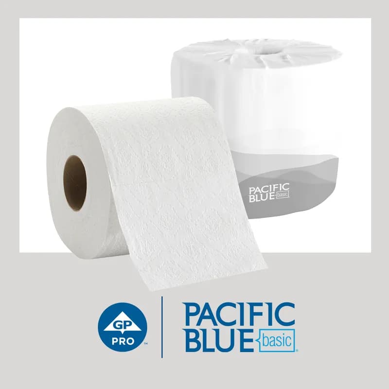 Pacific Blue Toilet Paper & Tissue Roll 4X3.8 IN 1PLY White Embossed Standard EPA Indicator 80/Case