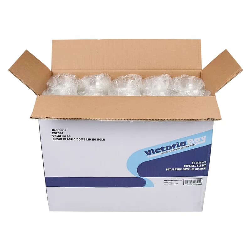 Victoria Bay Lid Dome 98MM PET Clear For Cup No Hole 100 Count/Pack 10 Packs/Case 1000 Count/Case