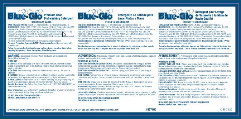 Blu Glo Product Label Paper 1/Each
