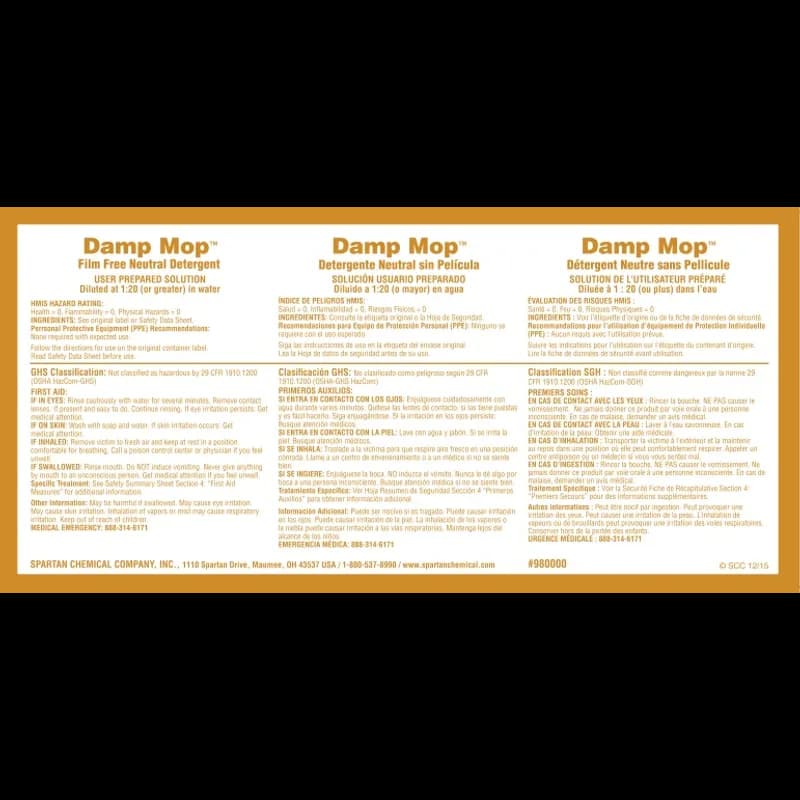 Clean on the Go Damp Mop 8 Product Label Vinyl White 1/Each