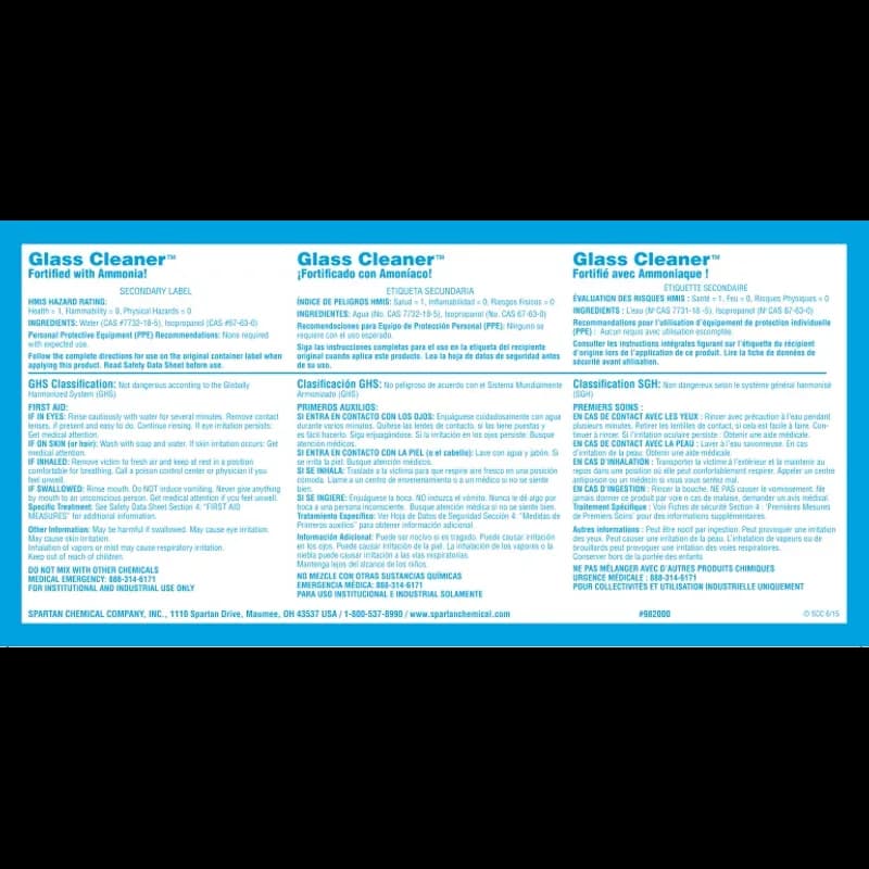 Glass Cleaner Product Label Paper 1/Each