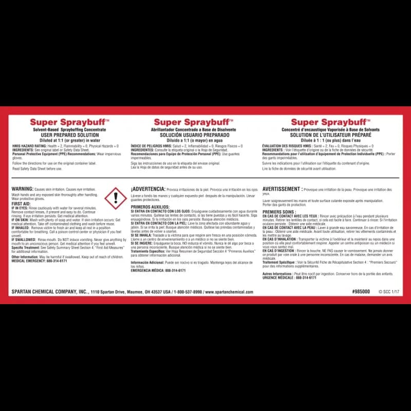 Spraybuff Product Label Paper 1/Each