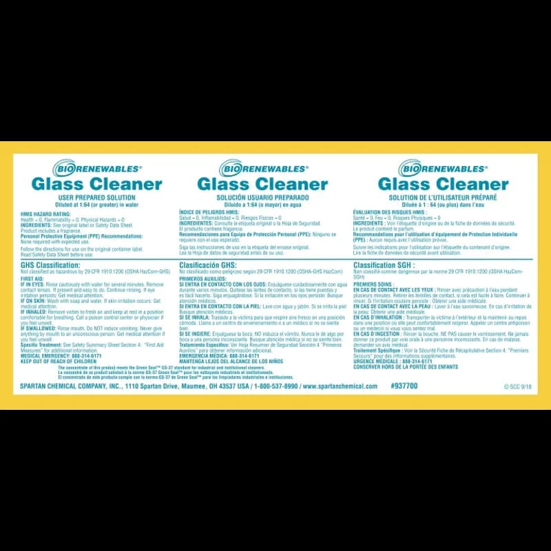 Clean on the Go Super Concentrated Glass & Hard Surface Cleaner 3 Product Label Vinyl White 1/Each