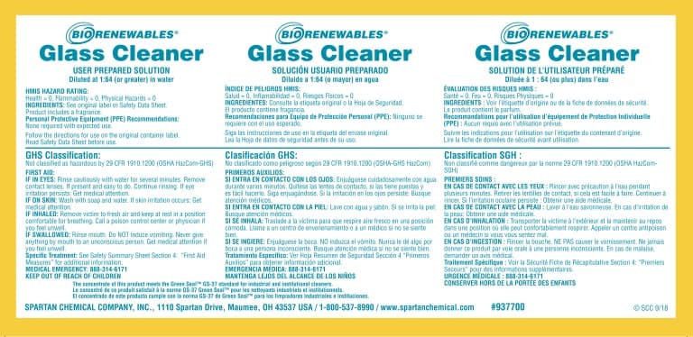 Clean on the Go Super Concentrated Glass & Hard Surface Cleaner 3 Product Label Vinyl White 1/Each