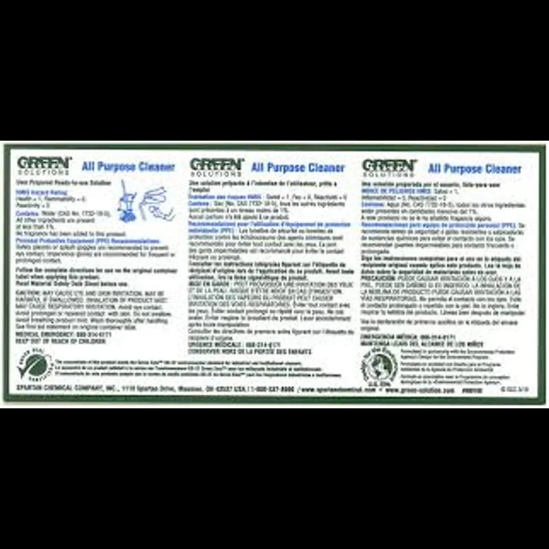 Green Solutions® Green Seal All Purpose Cleaner Product Label Paper All Purpose 1/Each