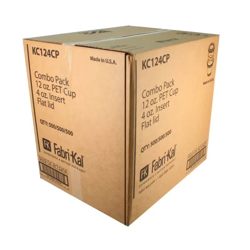 Kal-Clear Cold Cup, Lid & Insert Combo With Flat Lid 12 OZ PET Clear No Hole 500/Case