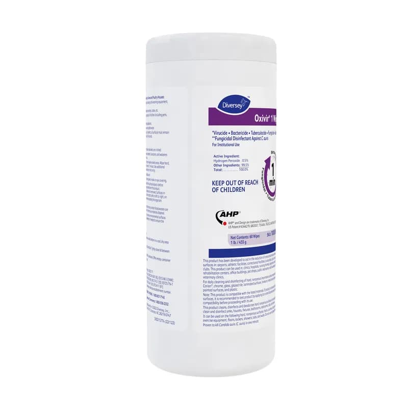 Oxivir® 1 One-Step Disinfectant Multi Surface Wipe Accelerated Hydrogen Peroxide (AHP®) 60 Count/Pack 12 Packs/Case