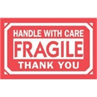 Fragile Label 3X5 IN White Red 500/Roll