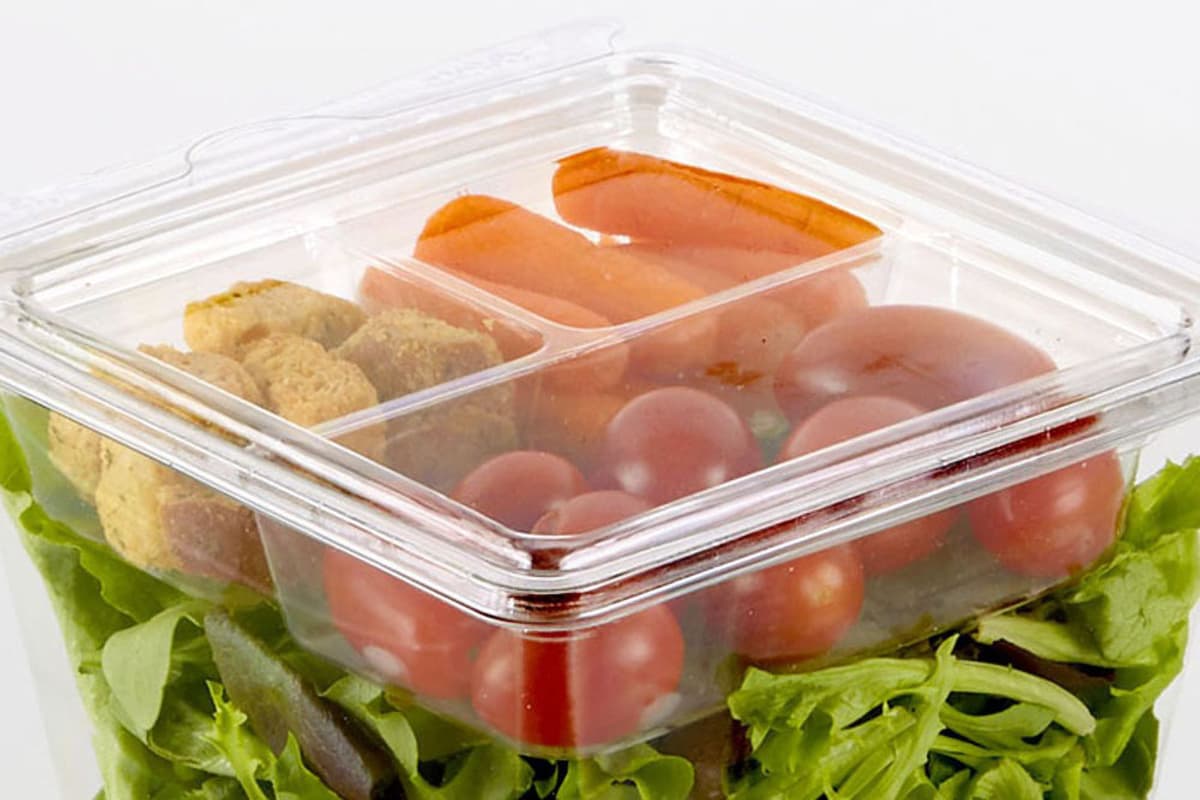 Bowl Insert Medium (MED) 9 OZ 3 Compartment PET Clear Square 1215/Case
